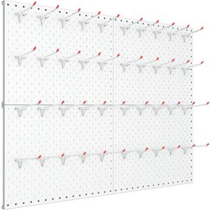 TORACK Metal Pegboard Panels and Hooks for Garage, Workbench, Shop, Shed Tool Organizer Peg Board with 1/8" & 1/4" Holes, Modular Wall-Mounted Pegboard with Pegboard Hooks(Cream White)