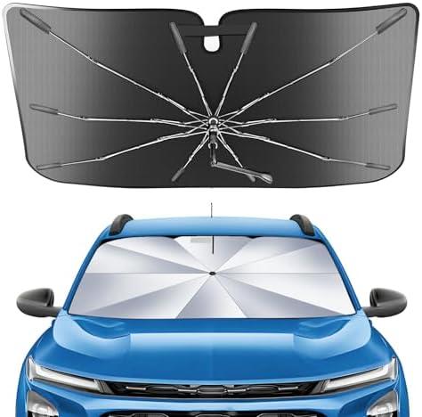 Portable Windshield Sunshade Umbrella for 2024-2026 Chevrolet Trax Models LS, 1RS, LT, 2RS, ACTIV, 2 in1 Ice Crystal Durable Compact Shade Umbrella UPF50+ Front Window Heat Protection Outdoor Camping