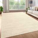 Washable Area Rug 8x10 for Living Room Bedroom Non Slip Minimalist Solid Color Area Rugs Modern Abstract Plain Dining Room Throw Carpet Low Pile Soft Classic Boho Rugs for Kitchen Nursery Oiifce,Beige