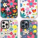 for iPhone 15 Pro Case, Whimsical Abstract Spring Floral Collage Pattern, Military-Grade Drop Protection, Vibrant Colorful TPU Protective Cover with Camera Lens Protection for Women Girls