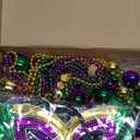 SelfTek Mardi Gras Jumbo Ball Beads Necklaces Set, with Mardi Gras Headband and Mask, Mardi Gras Beads Bulk, Carnivals Masquerade Costume Party Accessories for Women (15Pcs)