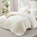 CozyLux Queen Comforter Set Ivory Seersucker 7 Pieces Bed in a Bag Queen Comforter Set with Sheets, Luxury Soft Bedding Sets with Down Alternative Comforter, Sheets, Pillowcases & Shams for All Season ( pink )