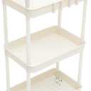 Rolling Storage Cart Multi-Utility Trolley Organizer for Kitchen Bathroom Living PP Material Mobile Shelving Rack for Easy Storage Organization (White)