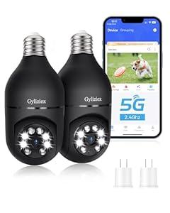 Light Bulb Security Camera Wireless Outdoor, 5G&2.4GHz 360 PTZ Camera for Home Security with 2K Color Night Vision, 2 Way Talk, AI Human Detection and Tracking,(1 Pack)
