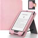 Lainergie 6in Tablet Case with Stand and Hand Strap,Incompatible with Old Version, Durable Synthetic Leather Cover with Auto Sleep Wake, Pink