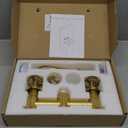 SKOWLL Wall Mount Bathroom Faucet 3 Hole, Widespread Brass Vessel Sink Faucet Modern with 360 Swivel Spout, Brushed Gold