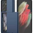 Nvollnoe for Samsung S21 Ultra Case with Card Holder Dual Layer Heavy Duty Protective for Galaxy S21 Ultra Case Hidden Card Slot Slim Wallet Case for Samsung S21 Ultra(Blue)