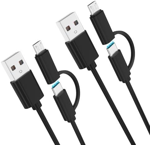2-Pack Charging Cord for Kindle Fire 2in1 Tablet Charger Cord Fit for Fire 6 HD 7 8 10plus/Kids/Kids pro, Fire Max 11 Tablet, All Ereader/Paperwhite/Oasis/Samsung Phone(USB C&Micro USB)