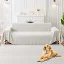 HAOMAIJIA Non Slip Couch Cover Sofa Covers for 2 Cushion Couch Washable sectional Couch Covers for Dogs pet Furniture Protector Couch Cover Blanket for Living Room (Off White, 71"x102")