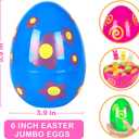 Large Printed Easter Eggs, 6 Inches Jumbo Plastic Eggs Fillable for Easter Themed Hunt Basket Stuffers Fillers Filling Treats Bulks Party Favor Classroom Prize Supplies
