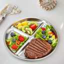 4pcs 304 Stainless Steel Kids Plates9"Non-Toxic Circular Portion Control PlateSuitable For Children To Use,Portion Plates For Weight Loss AdultsReusable, Non-Toxic, Anti Drop, And Dishwasher Safe