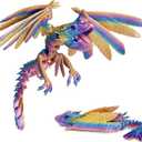 3D Printed Dragon, Feathered Wyvern Dragon with Wings Articulated Dragons, Fidget Dragons 3D Printed Toys Desktop Pet 3D Printing Animals Toy (1-rainbow Color)