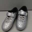 brooman Kids Firm Ground Soccer Cleats Boys Girls Athletic Outdoor Football Shoes, Silver, Size 10