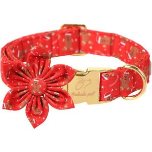 Christmas Dog Collar with Flower Bow - Cute Red Gingerbread Man Dog Collars, Adjustable Heavy-Duty Winter Holiday Bowtie Collar for Small Medium Large Boy Girl Dogs M Christmas Dog Collar with Flower Bow - Cute Red Gingerbread Man Dog Collars, Adjustable Heavy-Duty Winter Holiday Bowtie Collar for Small Medium Large Boy Girl Dogs M