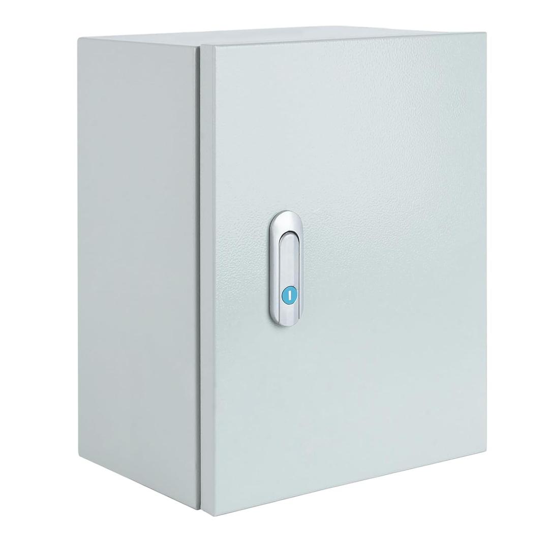 Steel Electrical Junction Box, Indoor&Outdoor Electrical Enclosure Box, Wall Mounted Waterproof&Dustproof Metal Box, Universal Electric Equipment Enclosure Box with Safety Locks and Mounting Plates
