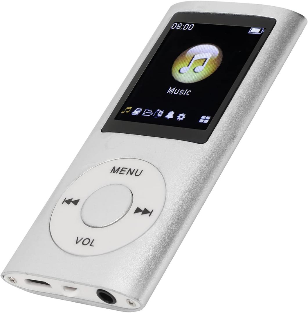 64G MP3 Player, 1.8 Inch Screen MP3 Music Player for Sports Studying, Support MP3 WMA FLAC APE AAC OGG and ACELP, Earphone Included (Silver)