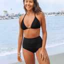 GRAPENT Women's High Waisted Swim Bottom Ruched Bikini Tankini Bottoms Tummy Control Swimsuit Briefs (M)