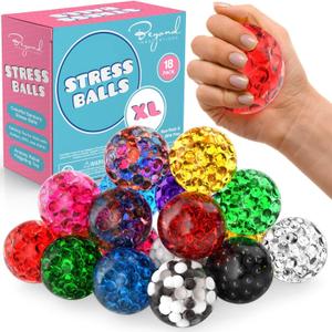 Stress Balls for Adults - 18 Pack | Fidget Toys | XL Stress Ball - Squishy Ball, Back to School Supplies, Squishy Fidget Toys | Anxiety Relief Calming Tool | Stress Ball for Autism & ADHD, Assorted