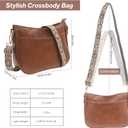 Vegan Leather Crossbody Bags for Women, Medium Cross Body Purse with Wide Adjustable Strap LightWeight (Brown)
