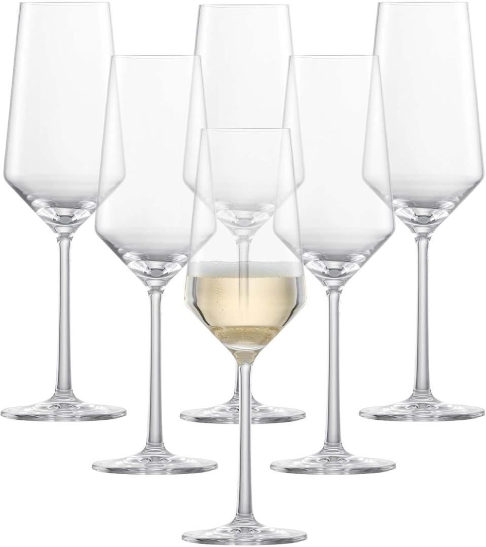ZWIESEL GLAS Pure Champagne Glass (Set of 6), Champagne Flutes with Effervescent Point, Dishwasher-Safe Tritan Crystal Glasses, Made in Germany (10 Ounce)