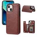 Wallet Case Compatible with iPhone 13,Slim Protective case with Card Holder,Premium PU Leather Kickstand Card Slots Case with a Screen Protective Glass for iPhone 13(6.1")-Brown
