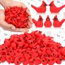 Soulchen 100 Pcs Mini Red Cardinal Bird Figurines for Craft, Tiny Cardinal Decor Small Christmas Ornaments for Gifts Christmas Craft Cake Topper Garden Lawn Home Decor