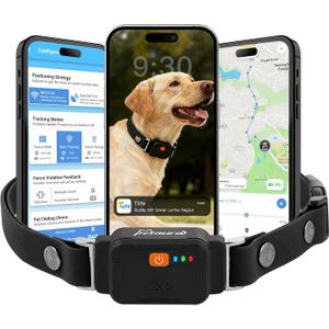 Smart Dog GPS Tracker Collar, First Year Free Subscription, Real-Time Location, Geo-Fence Alerts, Route History, IPX7 Waterproof, 4G Built-in SIM, Health Monitoring