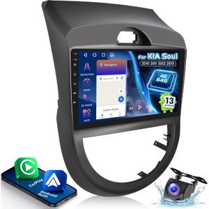 [4+64G] Upgrade Radio for KIA Soul 2010 2011 2012 2013-9 inch IPS Touchscreen Android Soul Stereo - Wireless Carplay and Android Auto, AI DSP, WiFi, GPS, Custom Homepage + AHD Backup Camera