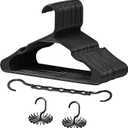 VECELO 25 Pack Plastic Clothes Hangers With Shoulder Grooves - Space Saving Heavy Duty Coat Hanger for Closet, Black