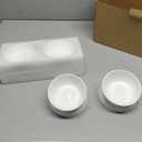 LoeJan Elevated Cat Food Bowl, 5 Oz Ceramic Raised and Tilted Water Bowl, Anti Vomiting and Protect Pets' Spines Dishes for Small Dog, Fat Faced Cat, Kitten (White, 4 Pack)