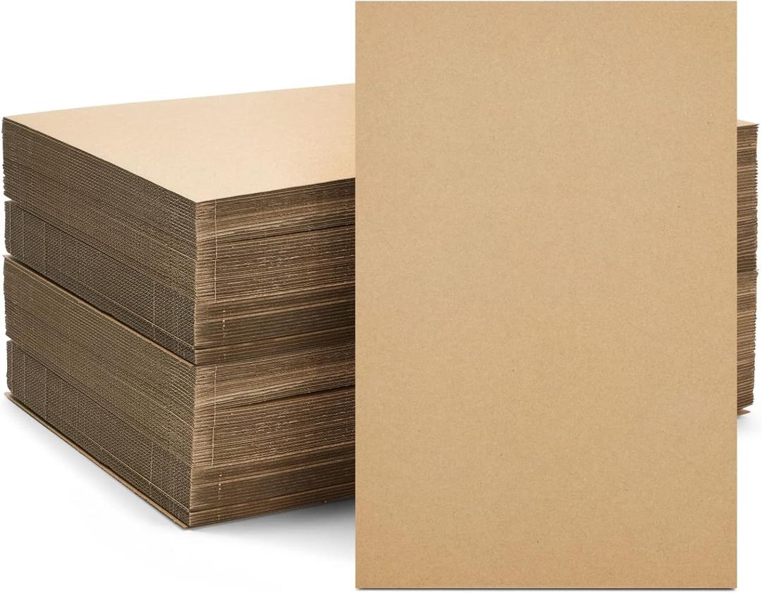 Juvale Corrugated Cardboard Sheets - 11 x 17 in, 2mm Thick, Brown, 50-Pack - Flat Packaging Inserts for Cardboard Mailers - Craft Board Projects