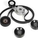 90K-38274A Drive Serpentine Belt Tensioner Idler Pulley Complete Kit Fit for Ford F150 F250 F350 Explorer Lobo Expedition Lincoln, 5.4L 4.6L 2005-2014 Replace ACK061025, DBK061025B w/Gloves