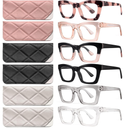 CCVOO Stylish Reading Glasses for Women, Eyeglasses, Blue Light Readers for Women, Computer Eye Glasses, Cheaters 6 Pcs