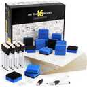 Magicfly Double-Sided Small White Board for Classroom, 9 x 12 Inches Dry Erase Lap Boards, Bulk Pack of 16 Mini White Board for Student, Teachers, Office, with 16 Pens, 16 Erasers & 16 Pen Clips