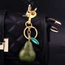 Pear Bag Charm Keychain - Cute Purse Handbag Key Chain Charm Fruit Accessories - Birthday Gift for Women (Reseda) (Green)