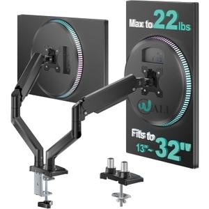 WALI Dual Monitor Stand for 13-32 inch Computer Screens, Dual Monitor Arms for 2 Monitors Holds up to 22 lbs, Height Adjustable Gas Spring Dual Monitors Mount, VESA 75x75/ 100x100mm (GSMP002N), Black