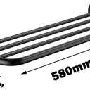 23 Inch Towel Rack with Towel Bar Holder, 2-Tier Stainless Steel Towel Shelf for Bathroom & Lavatory Wall Mounted (Black)