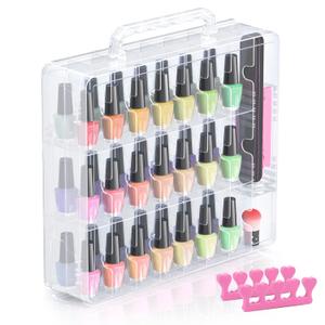Beloving Nail Polish Organizer, 48 Bottles Transparent Nail Polish Holder with Adjustable Divider, Gel Nail Polish Storage Double Side Nail Polish Organizer Case for Storage Display (1 Count (Pack of 1), A-Clear(Pack of 1))