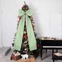 Large Christmas Tree Topper Bow 46"x15.7" Floral Block Print Xmas Tree Toppers Bows Christmas Wreath Decor for Home Indoor/Outdoor Holiday Decor(Green)