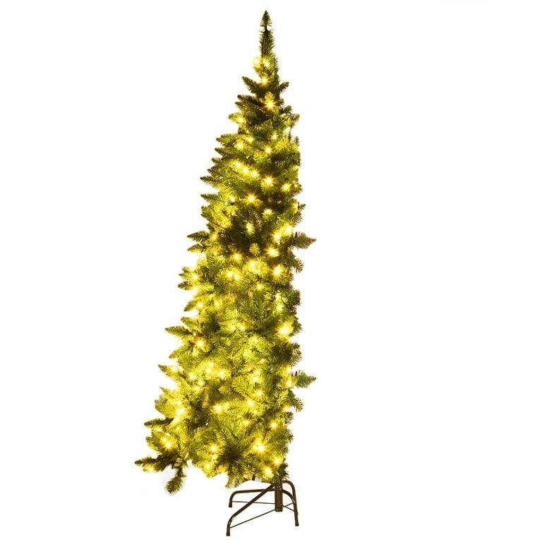 Costway 6ft Pre-lit PVC Artificial Half Christmas Tree 250 LED Lights
