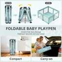 Foldable Baby Playpen 50x50inch, iTiLike Playpen for Babies and Toddlers with 50 PCS Ocean Balls & 2 Handles, Indoor & Outdoor Kids Safety Play Pen Area, Portable Travel Play Yard,Mint Green