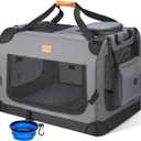 Morpilot 24-inch Portable Collapsible Dog Crate: Travel Dog Crate Soft-Sided for Small Dogs up to 27lbs, with Foldable Bowl, Shoulder Strap & Storage Pockets, Grey