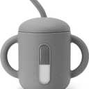 SAMiGO Silicone Sippy Cup, Baby Straw Cup for 6 12 18 Months, Sippy Cup with Straw for Toddlers 1-3 Years, Baby Water Cup for Drinking and Training, 6 oz (Timeless)