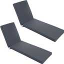 Chaise Lounge Cushions Outdoor Set of 2 - Waterproof and Fade Resistant Sun Lounger Replacement Cushions - Patio Lounger Pads with Removable Cover for Pool, Deck, 72 x 21 x 3 Inch, Dark Grey