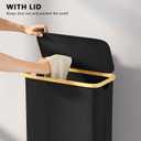 SpaceAid Slim Laundry Hamper with Lid, 65L Narrow Clothes Basket Bin with Bamboo Handles, Skinny Tall Collapsible Hamper for Bedroom, Bathroom, Dorm, Laundry Room - Black