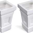 Step2 Atherton Square Planter, Large Planters for Outdoor Plants, Gardening and Flower Pot for Patio or Porch, Efficient Drainage, Durable Plastic, White, 2-Pack