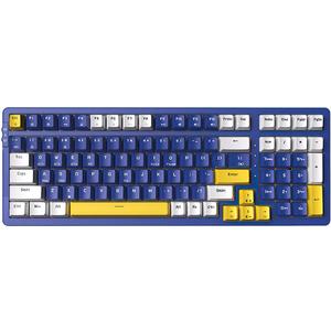 Qisan Wireless/Wired Mechanical Gaming Keyboard, Triple Mode 2.4G/USB-C/BT (98%) Wireless Mechanical Keyboard with US Layout | Brown Switch Rechargeable RGB Backlit Keyboards for Gaming, Blue & White