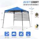 EAGLE PEAK 8x8 Pop Up Canopy Tent with Sidewall, Compact, Portable Slant Leg Instant Sun Shelter for Beach, Sports, & Camping, 8x8 Base 6x6 Top, Blue