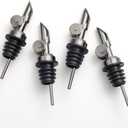 Molimoli Pack of 4 Premium Liquor Pour Spout Made of Stainless Steel with Automatic Anti-Oxidation Mechanism, Bottle Pourers for Alcohol and Wine, Olive Oil Dispenser Spout, Oil Bottle Spout, Black