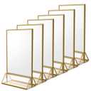 6Pack 5 x 7 Clear Acrylic Wedding Table Number Holder Stands with Gold Borders, Double Sided Picture Frames Sign for Restaurant Menu Recipe Cards Photo Display
